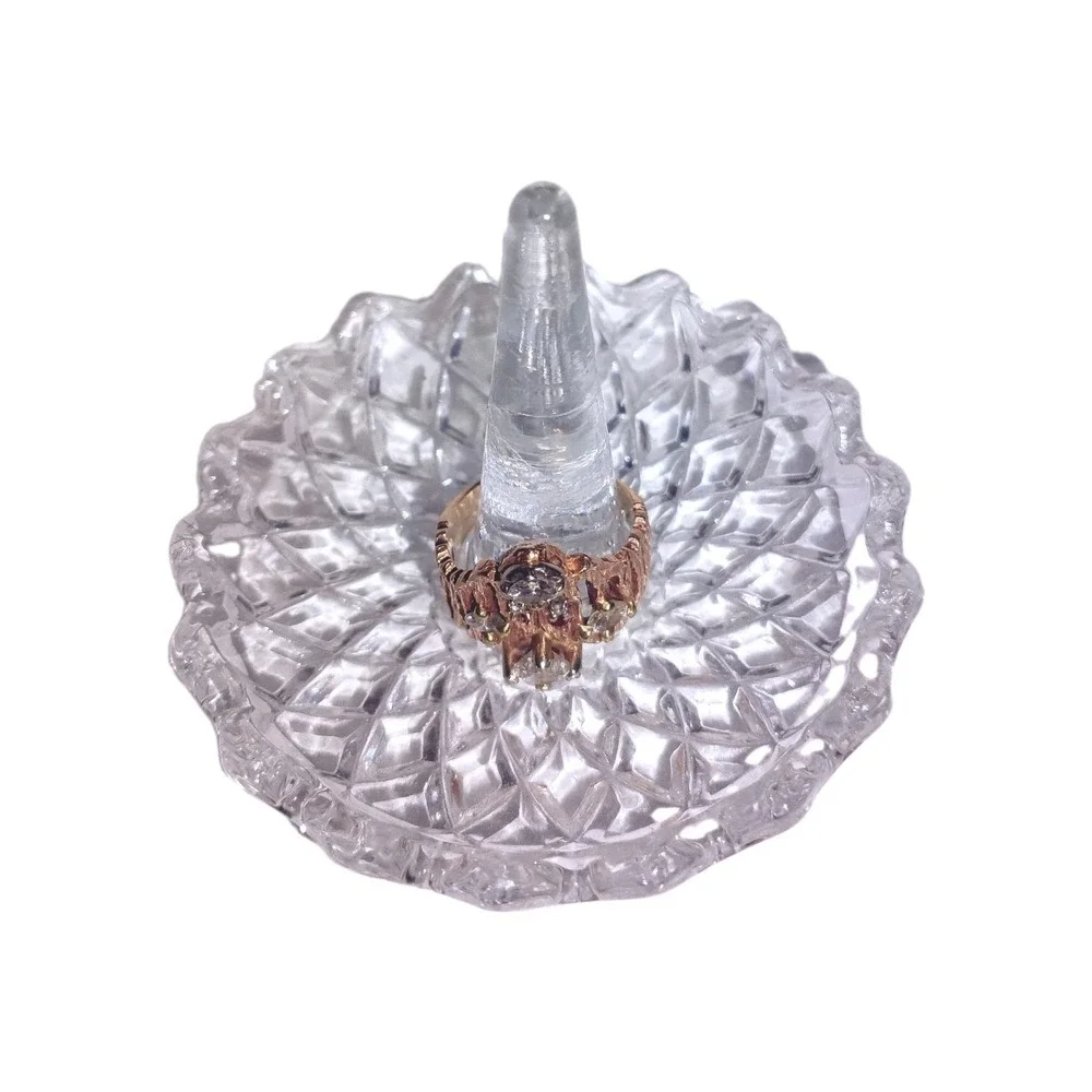 Vintage  Custom  Women's  14  Karat  Gold  Textured  Diamond  Statement  Ring